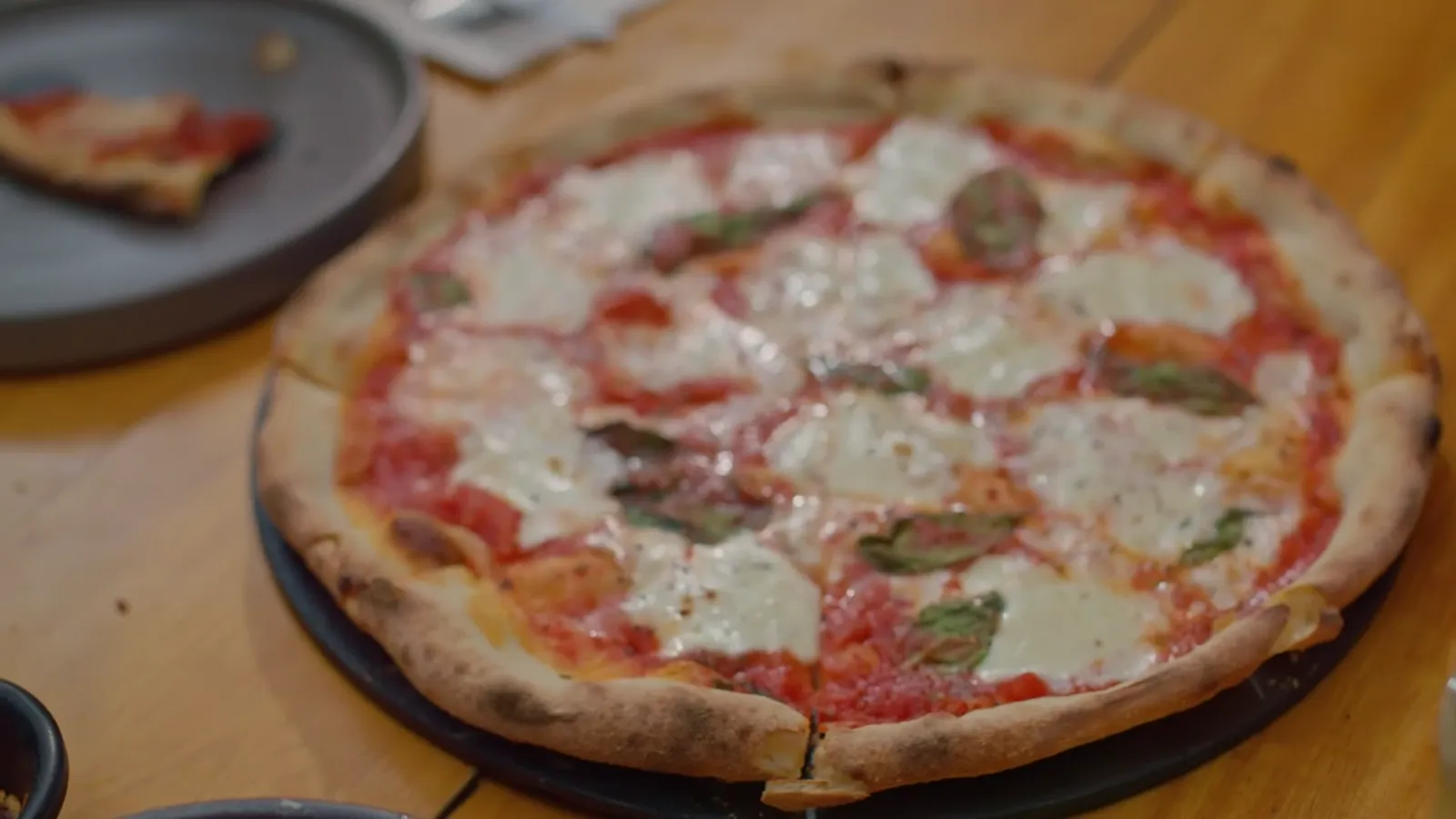 Margherita pizza with fresh mozzarella and basil
