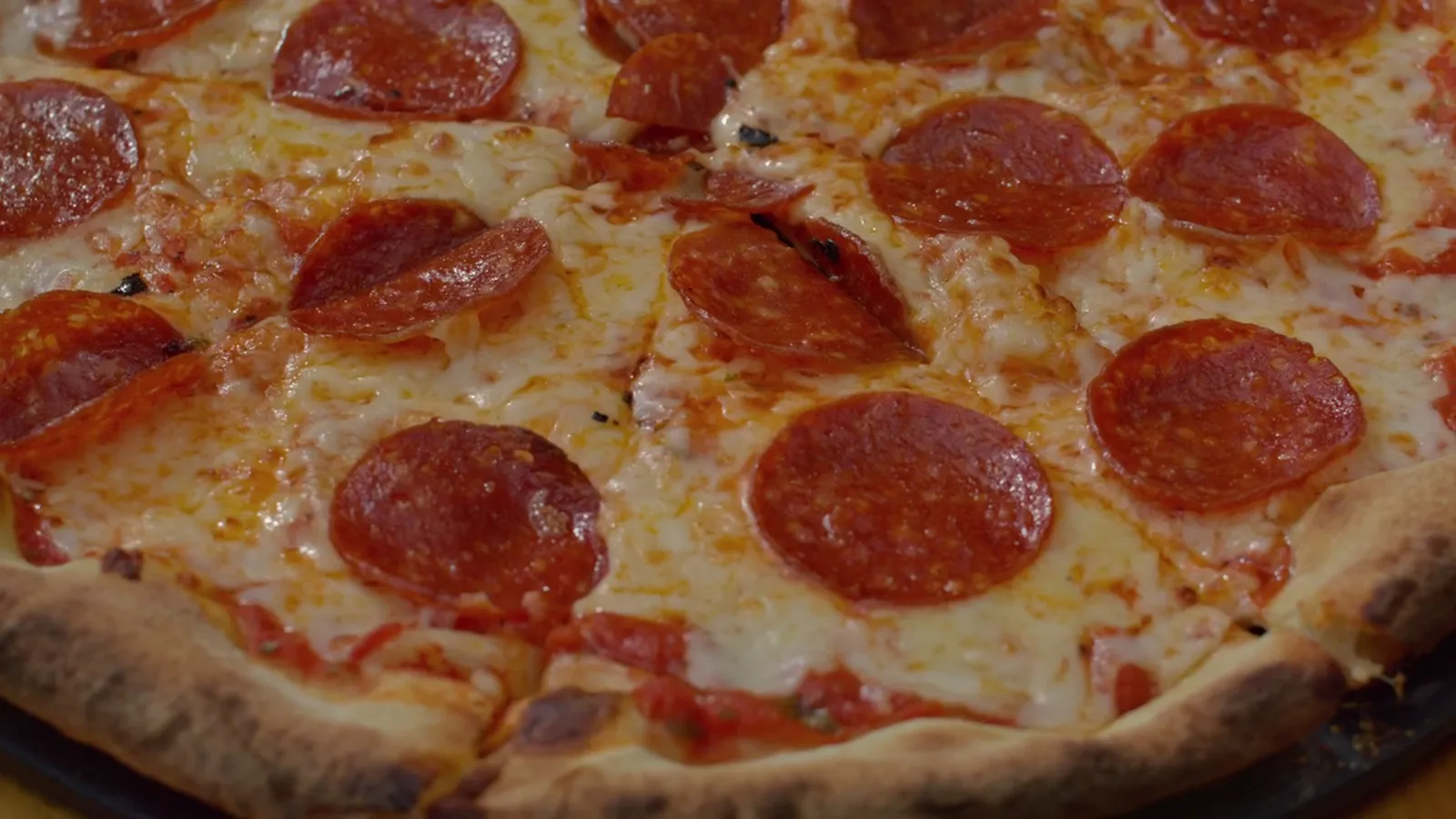 Pepperoni pizza with crispy cupped pepperoni