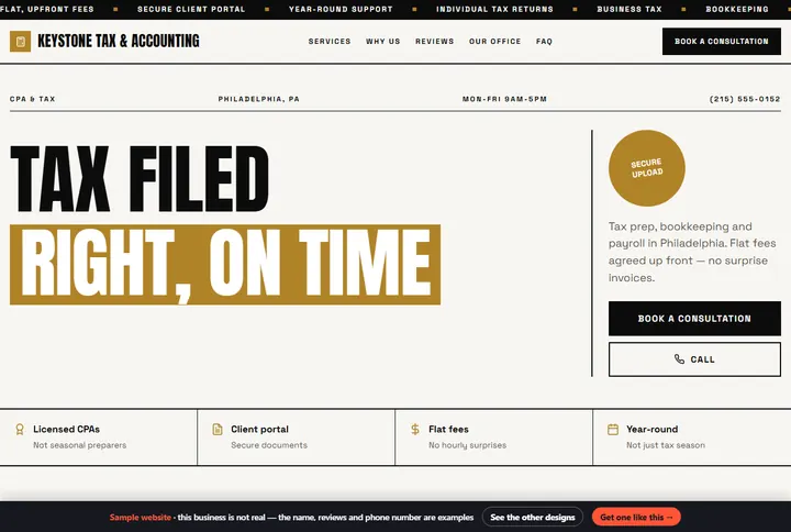 Sample website for a cpa & tax