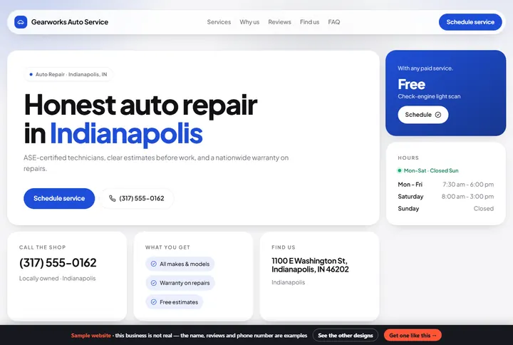 Bento sample website for a auto repair