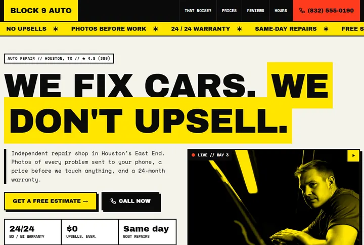 Sample website for Block 9 Auto