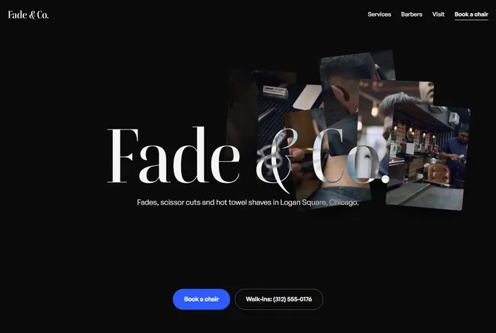 Sample website for Fade & Co. Barbers