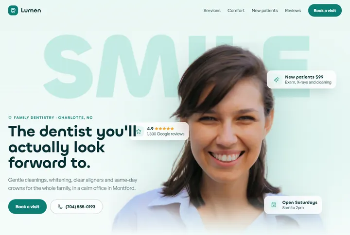 Sample website for Lumen Family Dental