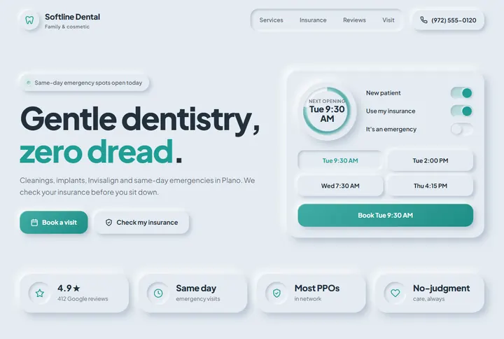 Sample website for Softline Dental