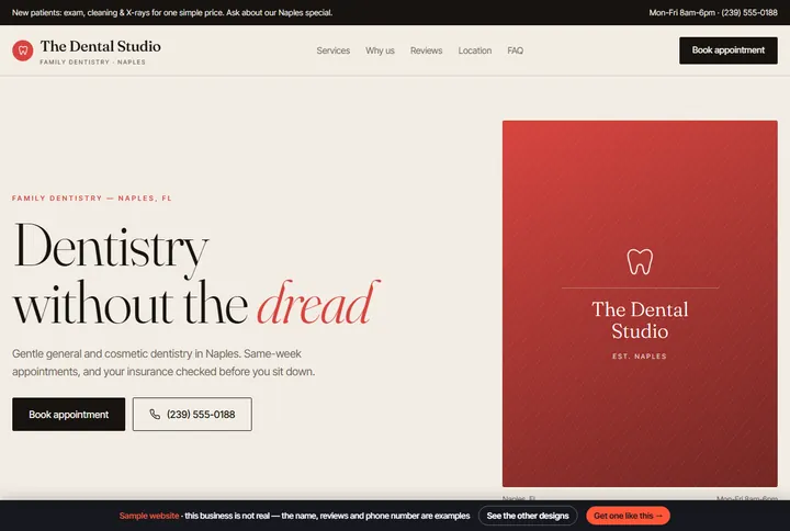 Sample website for a dental practice