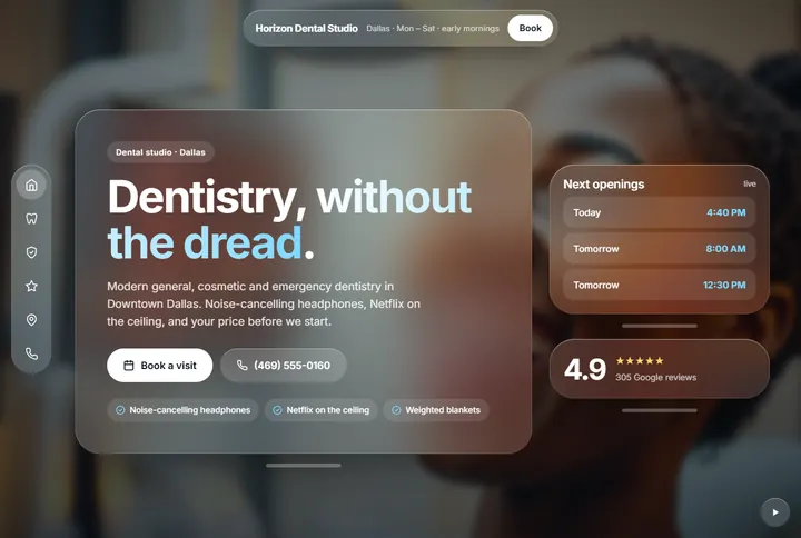 Sample website for Horizon Dental Studio