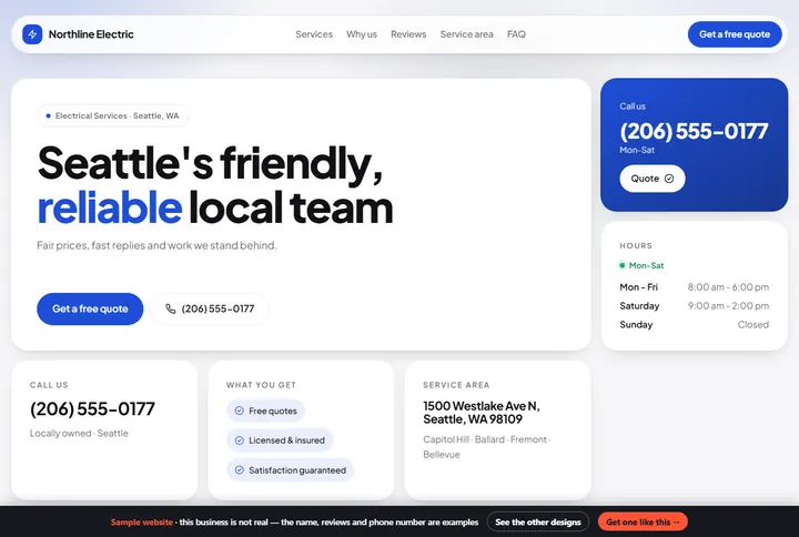 Bento sample website for a electrician