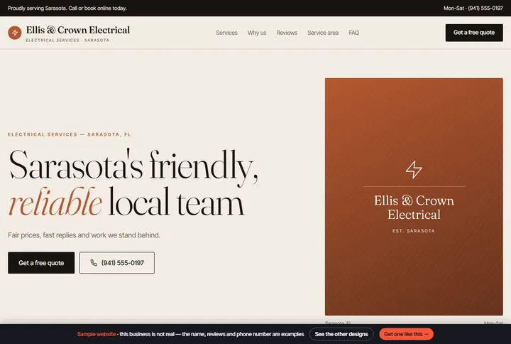 Paper sample website for a electrician