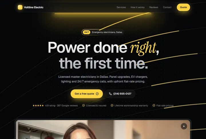 Sample website for Voltline Electric