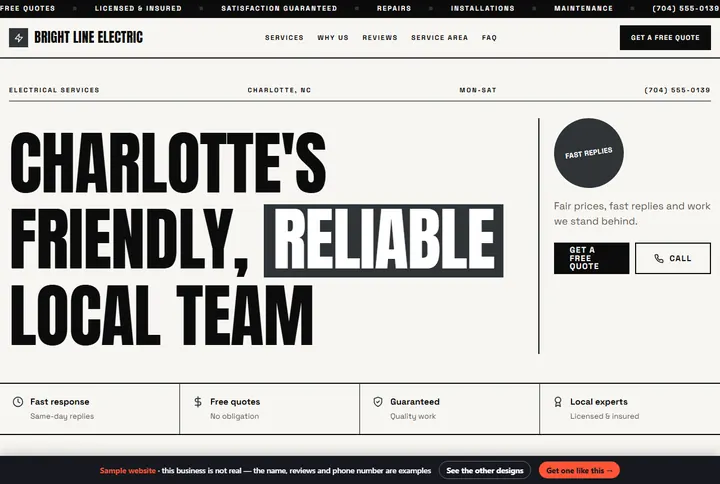 Swiss sample website for a electrician