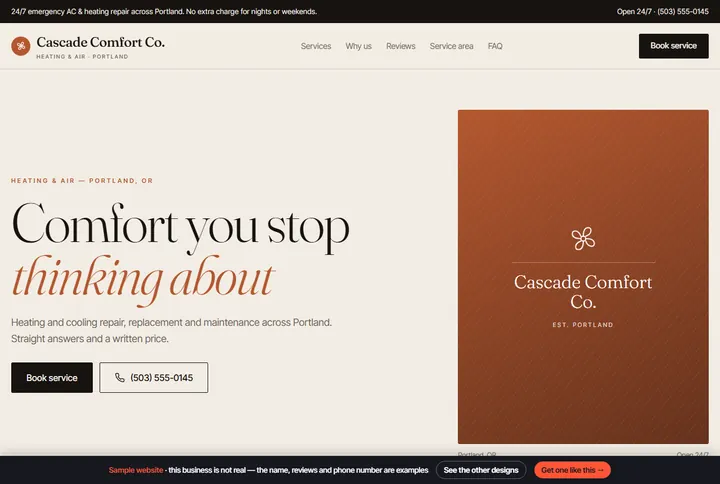 Paper sample website for a heating & air