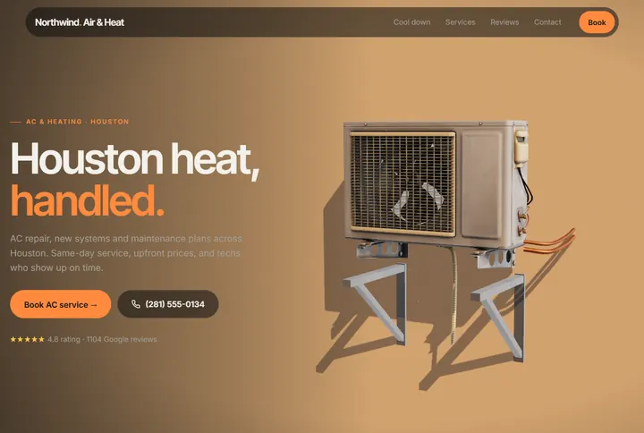 Sample website for Northwind Air & Heat