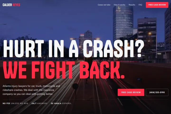 Sample website for Calder Reyes Injury Law