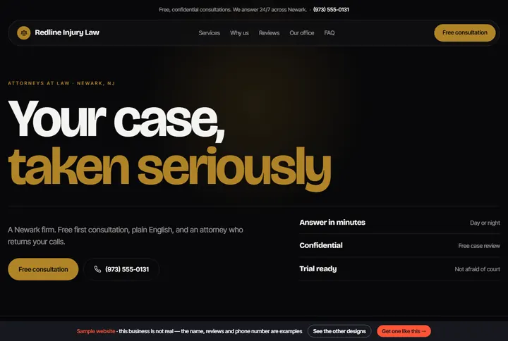 Pulse sample website for a law firm