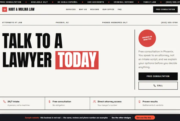 Swiss sample website for a law firm