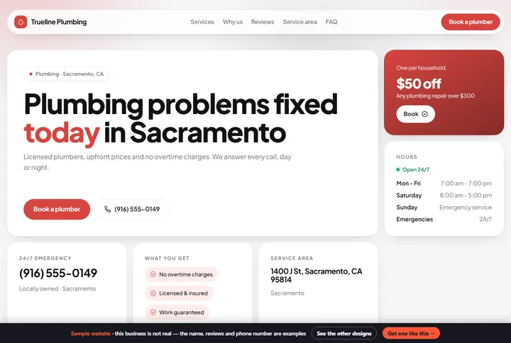 Bento sample website for a plumber