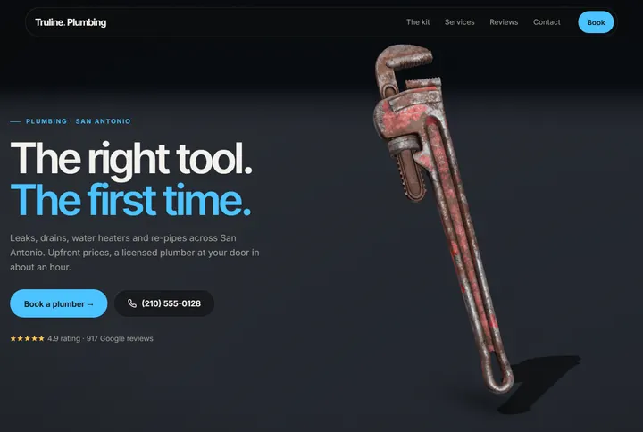 Sample website for Truline Plumbing