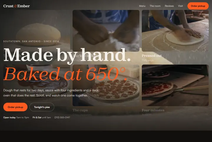 Sample website for Crust & Ember Pizza Co.