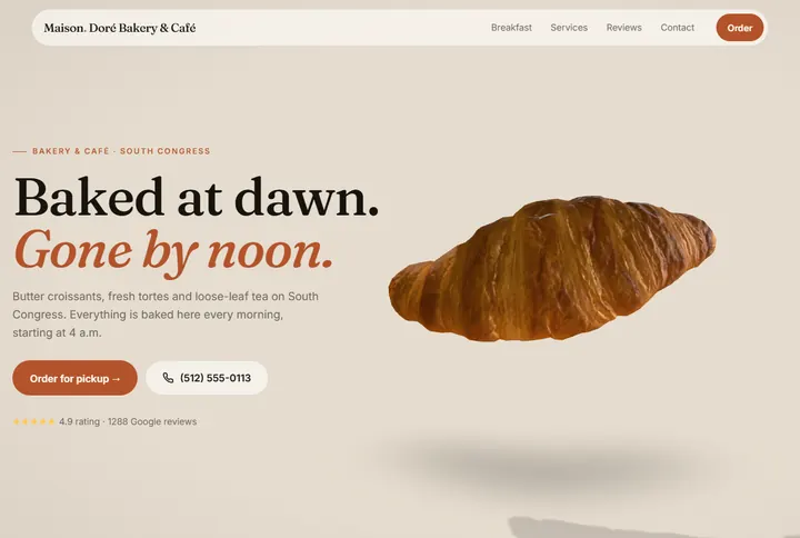 Sample website for Maison Doré Bakery & Café
