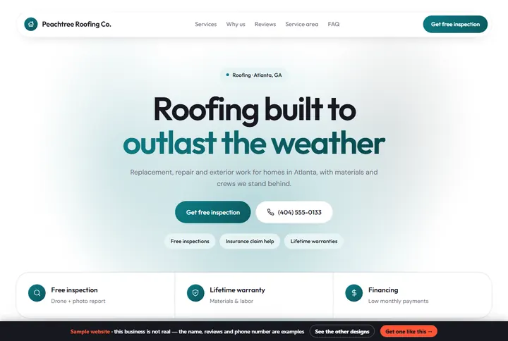 Sample website for a roofing