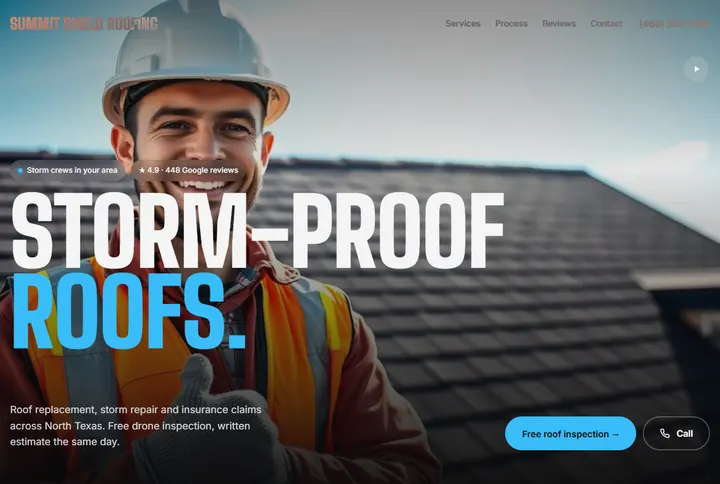 Sample website for Summit Shield Roofing